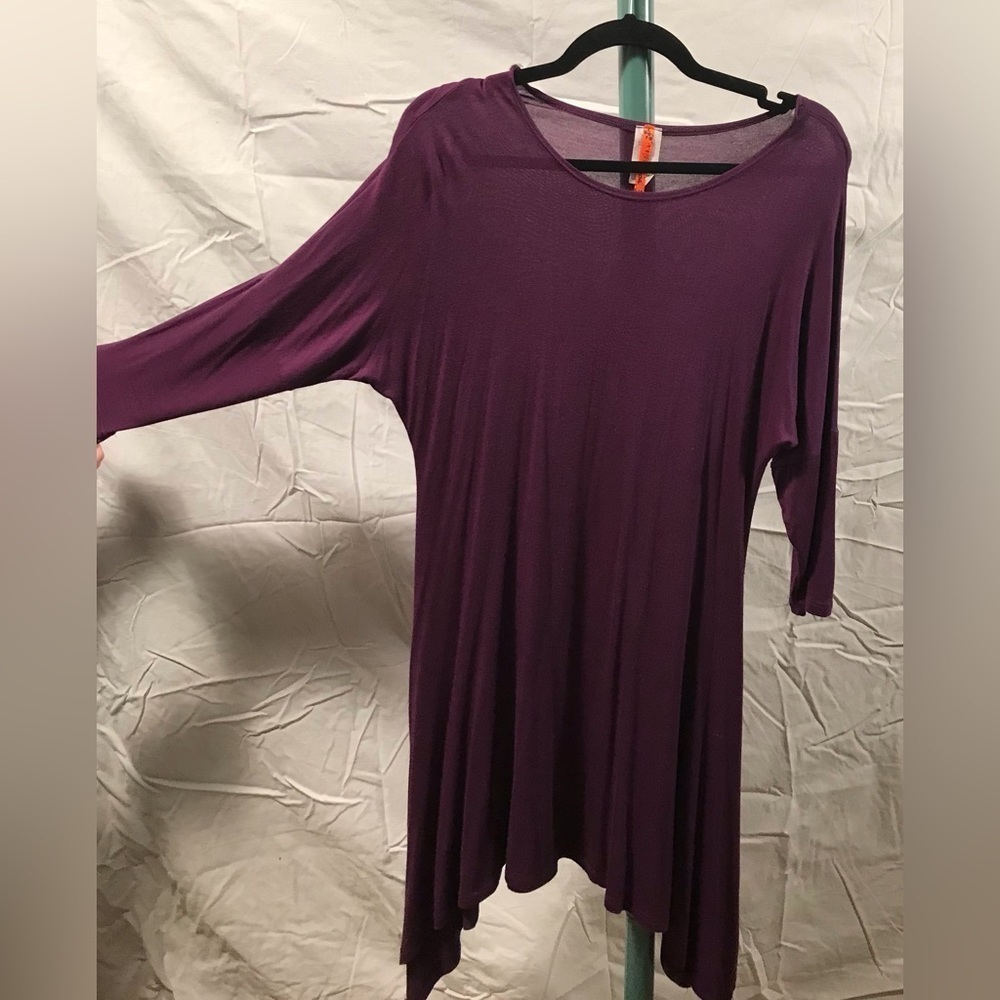🆕💜NEW BOUTIQUE VERSATILE PURPLE DOLMAN TUNIC DRESS SZ S BY MOA 💜 - Picture 3 of 12